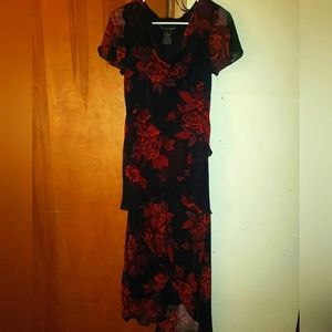 Black Madison Leigh Rose Printed Dress, Women's Size 6